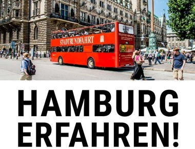 Flyer Stadtrundfahrt Hamburg - Die Roten Doppeldecker